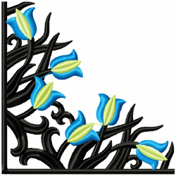 Floral Filigree Corners Embroidery Design 4